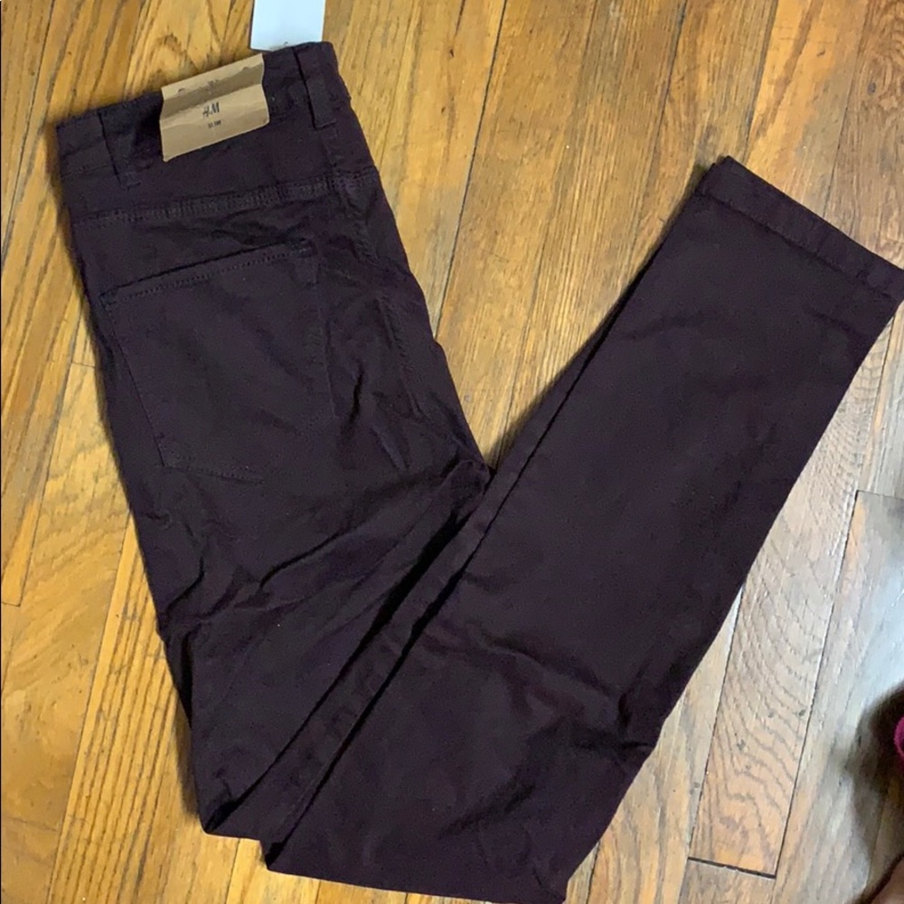 H&M burgundy jeans NWT